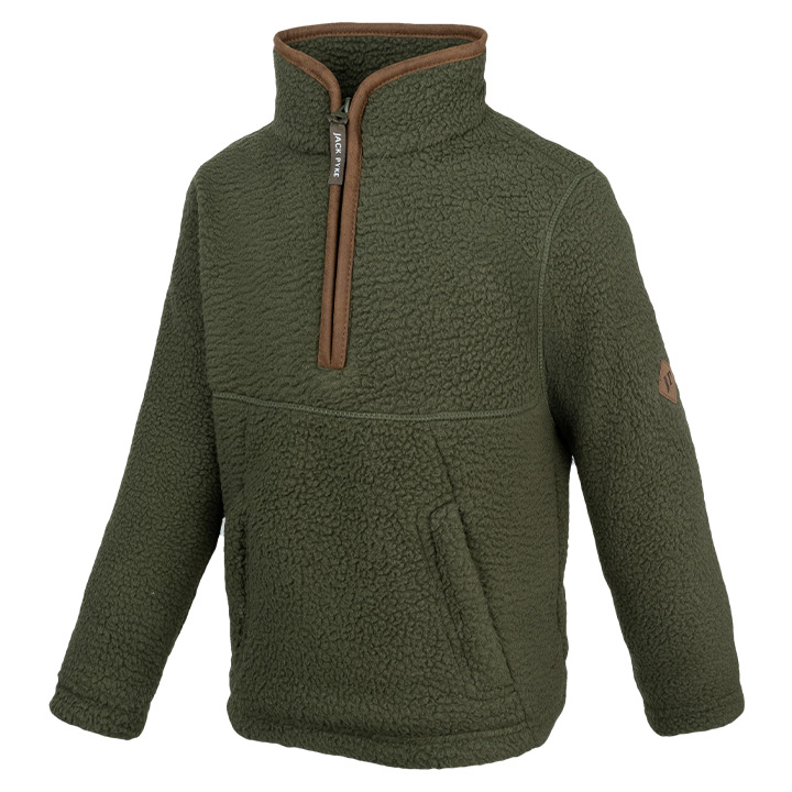 Junior Sherpa Fleecetrui Halve Rits Olijf