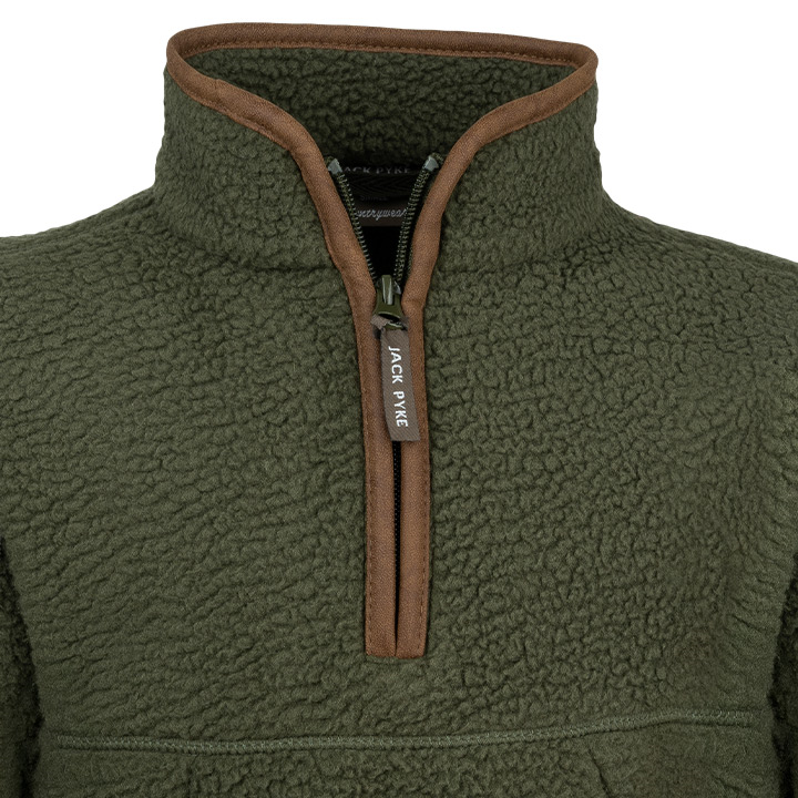 Junior Sherpa Fleecetrui Halve Rits Olijf