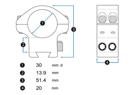 Montage Element Optics XT Mounts 30 mm High Weaver/Picatinny (2)