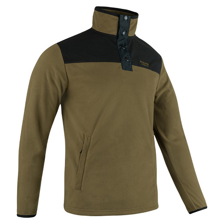 Snap Neck Fleecetrui Donker Mosterd
