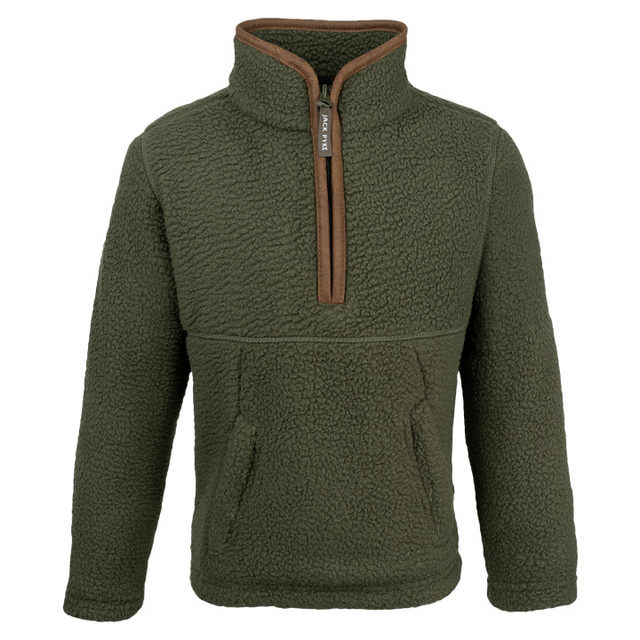 Junior Sherpa Fleecetrui Halve Rits Olijf