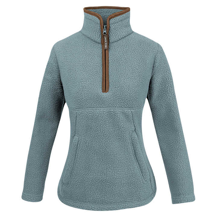ladies-half-zip-sherpa-fleece-pullover-ice-blue