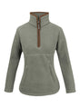 Dames Sherpa Fleecetrui Halve Rits Salie