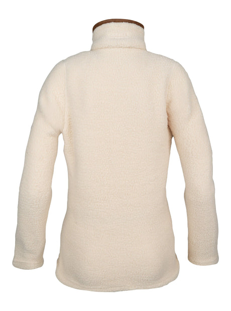 Dames Sherpa Fleecetrui Halve Rits Shiitake