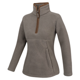 Dames Sherpa Fleecetrui Halve Rits Shiitake