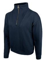 Dames Sweater Halve Rits Marineblauw