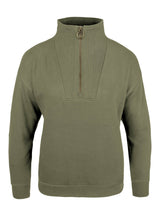 Dames Sweater Halve Rits Salie