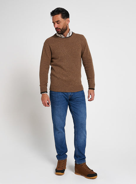 Ashcombe Trui Ronde Hals 100% Lamswol Marineblauw