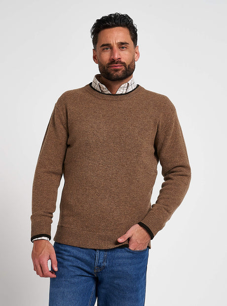 Ashcombe Trui Ronde Hals 100% Lamswol Marineblauw