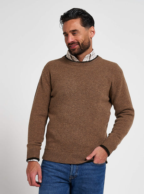 Ashcombe Trui Ronde Hals 100% Lamswol Marineblauw