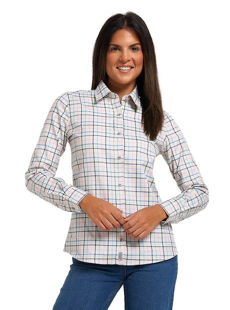 Dames Countryman Overhemd Grote Ruit Marineblauw