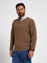 Ashcombe Trui V-Hals 100% Lamswol Marineblauw
