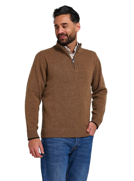 Ashcombe Trui met Rits 100% Lamswol Marineblauw