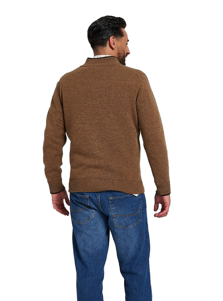 Ashcombe Trui met Rits 100% Lamswol Marineblauw