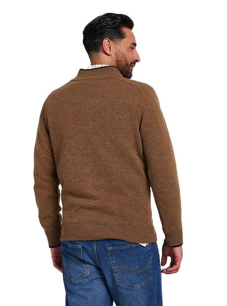 Ashcombe Trui met Rits 100% Lamswol Marineblauw
