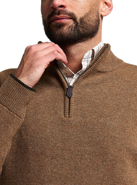 Ashcombe Trui met Rits 100% Lamswol Marineblauw
