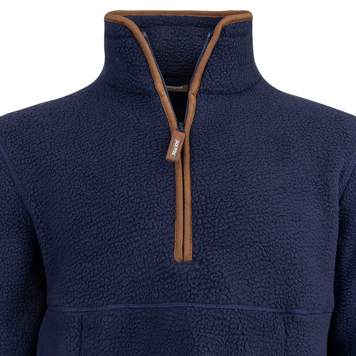 Sherpa Fleecetrui Halve Rits Marineblauw