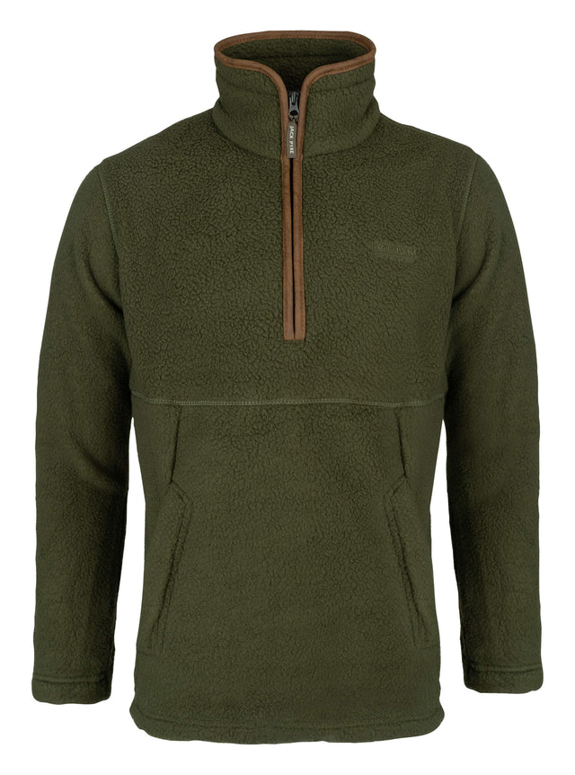 Sherpa Fleecetrui Halve Rits Olijf