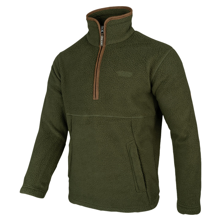 Sherpa Fleecetrui Halve Rits Olijf