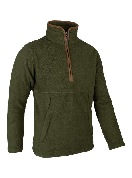 Sherpa Fleecetrui Halve Rits Olijf