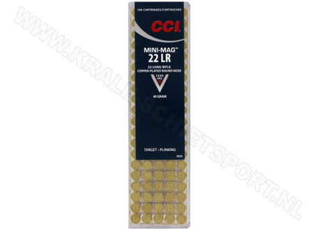 Kogelpatronen CCI Mini Mag HV .22 LR  Copper Plated RN 40 Grain
