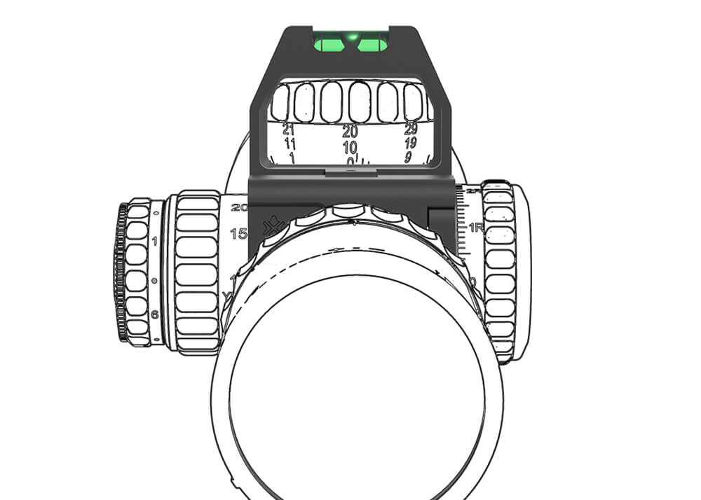 Turret Mark Reader Vector Optics X-Accu 34 mm mit Wasserwaage
